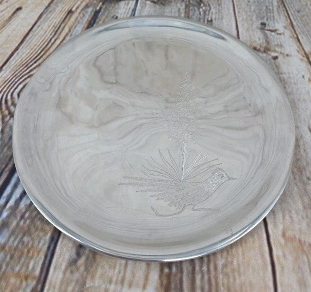 Vintage Nambe Etched Road Runner Plate 554 W161 Signed Dish